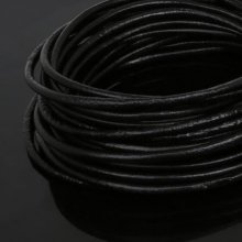 1 meter Round smooth leather cord Black 3 mm