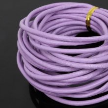 1 meter Round smooth leather cord Purple 3 mm