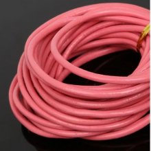 1 meter Round smooth leather cord Rose 3 mm