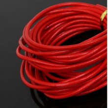 1 meter Round smooth leather cord Red 3 mm