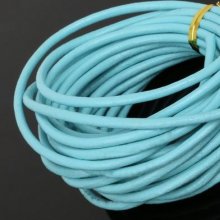 1 meter Round smooth leather cord Turquoise 3 mm