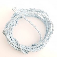 1 meter Round cord imitation leather braided Light Blue 3 mm