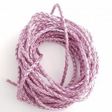 1 meter Round cord imitation leather braided Purple Silver 3 mm