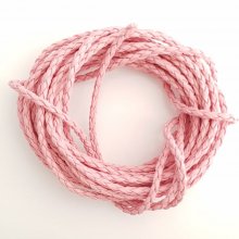 1 meter Round cord faux leather braided Dark Pink 3 mm
