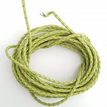 1 meter Round cord imitation leather braided Anise green 3 mm