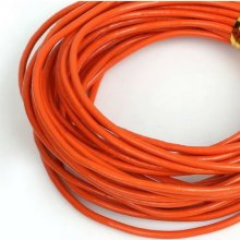 1 meter Round smooth leather cord Orange 2 mm