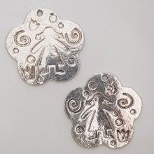 Flower charm Metal N°006 Silver