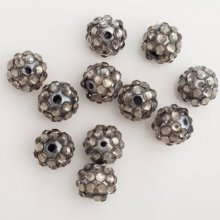 Acrylic and rhinestone bead 10 mm shamballa style N°05