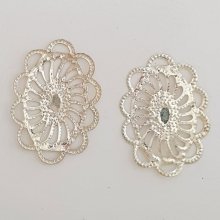 Flower charm Metal N°107 Silver Engraving
