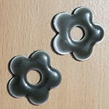 Enameled Metal Flower 20 mm Khaki