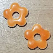 Enameled Metal Flower 20 mm Orange