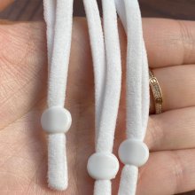 20 White Elastic Cord Bands with Adjustable Buckle for Mask.