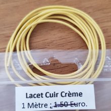 1 meter Round smooth leather cord Cream 1 mm
