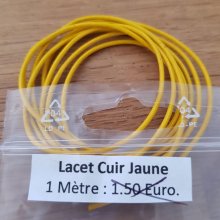 1 meter Round smooth leather cord Yellow 1 mm