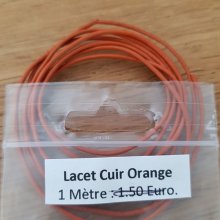 1 meter Round smooth leather cord Orange 1 mm