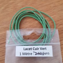 1 meter Round smooth leather cord Green 1 mm