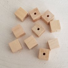 10 Wooden Beads Cube / Square 10 mm Raw