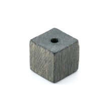 10 Wooden Beads Cube / Square 10 mm Dark Grey