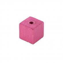 10 Wooden Beads Cube / Square 10 mm Bright Pink