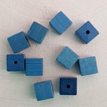 10 Wooden Beads Cube / Square 10 mm Turquoise