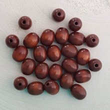 10 Wooden Beads Oval / Olive 13/10 mm Brown