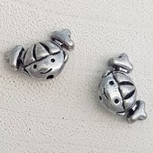 Metal bead Girl 3D silver N°01
