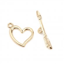 16K Gold Plated Toggle Clasps Heart and Arrow Design N°01