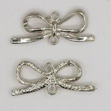 Silver bow tie charm N°16 silver metal bow tie charm