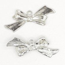 Silver bow tie charm N°18 silver metal bow tie charm