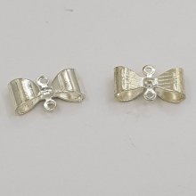 Silver bow tie charm N°19 silver metal bow tie charm