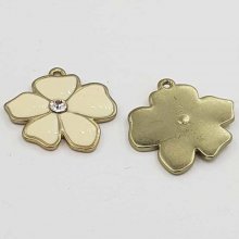 Enameled Metal Flower 25 mm Ivory