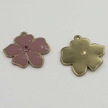 Enameled Metal Flower 25 mm Purple