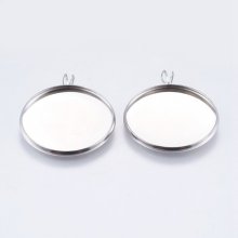10 Cabochon Brackets 25mm Aged Silver, Stainless Steel