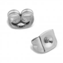 10 Stainless steel earrings pushers N°02 Aged Silver