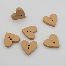 Wooden button heart beige N°01-06