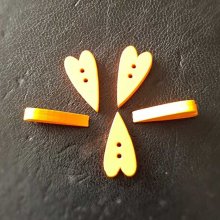 Button wood heart orange N°02-03