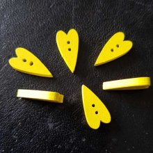 Wooden button yellow heart N°02-04