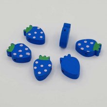 Wooden bead strawberry shape blue N°01-05