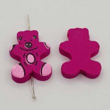 Wooden bead bear shape purple N°01-03.