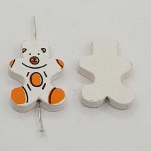 Wooden bead polar bear shape N°01-06.