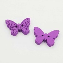Purple butterfly wooden button N°01-02