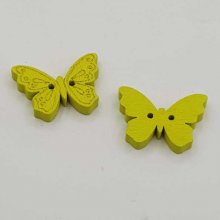 Khaki butterfly wooden button N°01-04