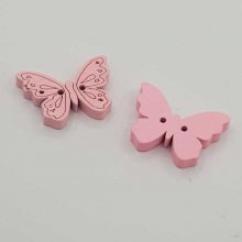 Butterfly wood button pink N°01-05