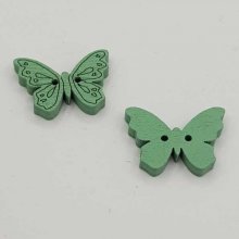 Wooden butterfly button green N°01-07