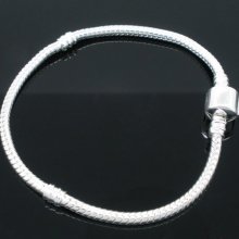 European Clip Bracelet 17 cm Smooth clasp Silver plated 925