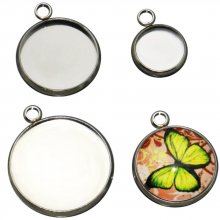 Round cabochon holder 08 mm Stainless steel N°05 Closed ring