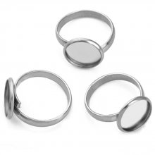 1 support cabochon ring of 12 mm Silver N°05