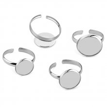 1 support cabochon ring of 10 mm Silver N°06