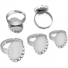 1 support cabochon ring of 13 x 18 mm Silver N°08