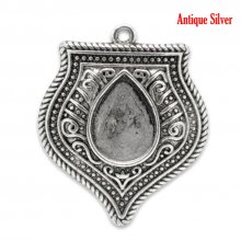 Support Cabochon Goutte N°01 Aged Silver